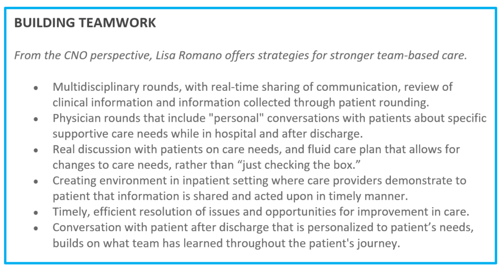 Strategies for team-based care for patient satisfaction